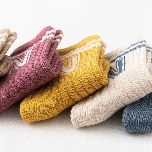 Soft Knit Letter Socks, 3 Pairs