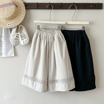 Girls' Cotton Lace Wide-Leg Pants