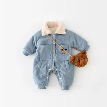 Corduroy Fur Turn Down Romper