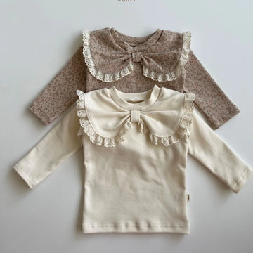 Girls Bow Collar Long-Sleeved Blouse