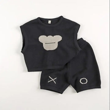 Sleeveless Knitted Vest & Shorts Set
