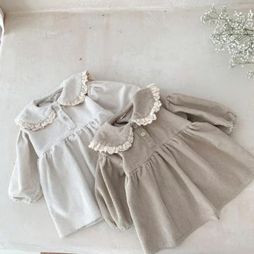 Long-Sleeved Corduroy Casual Dress