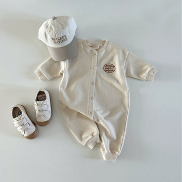 Letter Print Long-Sleeved Romper
