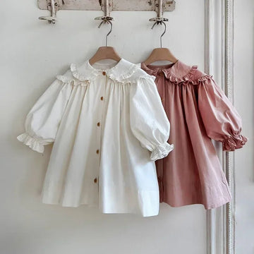 Girls Cotton Puff Sleeve Dress