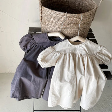 Puff-Sleeved Solid Dress