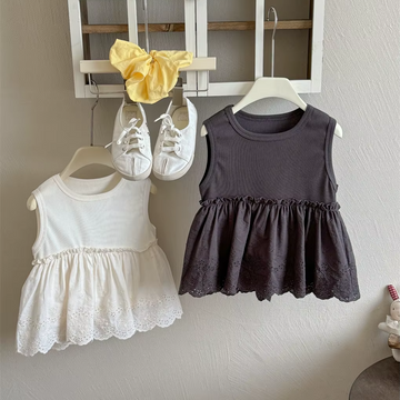 Girls Sleeveless Lace Knit Top