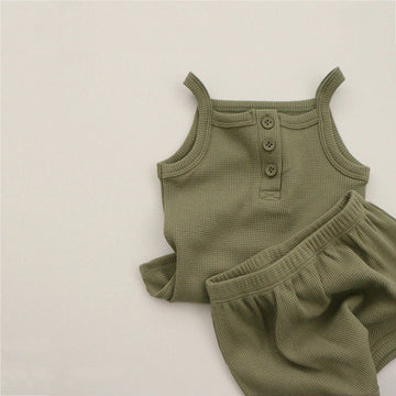 Solid Sleeveless Tops & Shorts Set