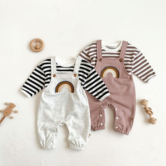 Rainbow Embroidered Baby Overalls