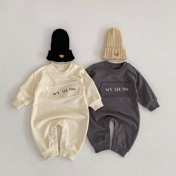 'WE SEE YOU' Long-Sleeved Casual Romper