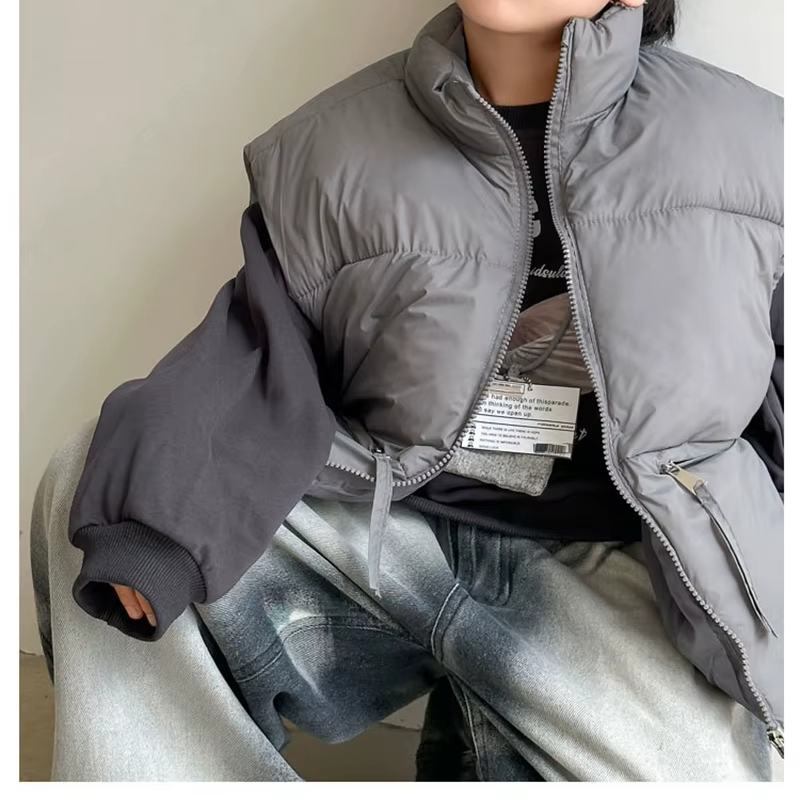 Thick Winter Solid Puffer Vest