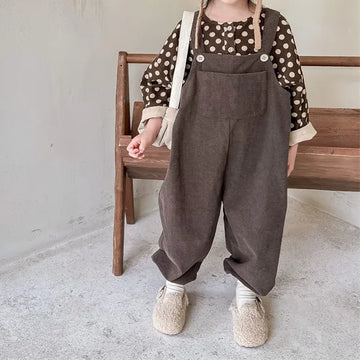 Children's Solid Waffle Overalls