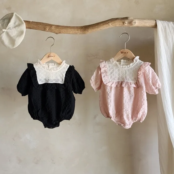 Girls Lace Ruffle Collar Onesie