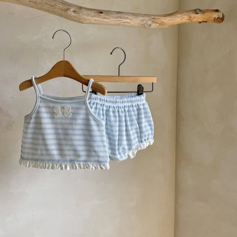 Striped Bow Tank & Shorts Two-Piece Set