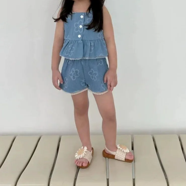Girls' Floral Print Vest & Shorts Set