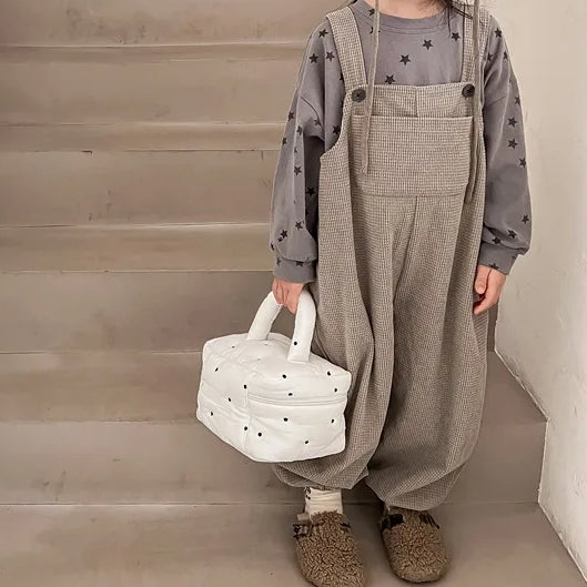 Children's Solid Waffle Overalls