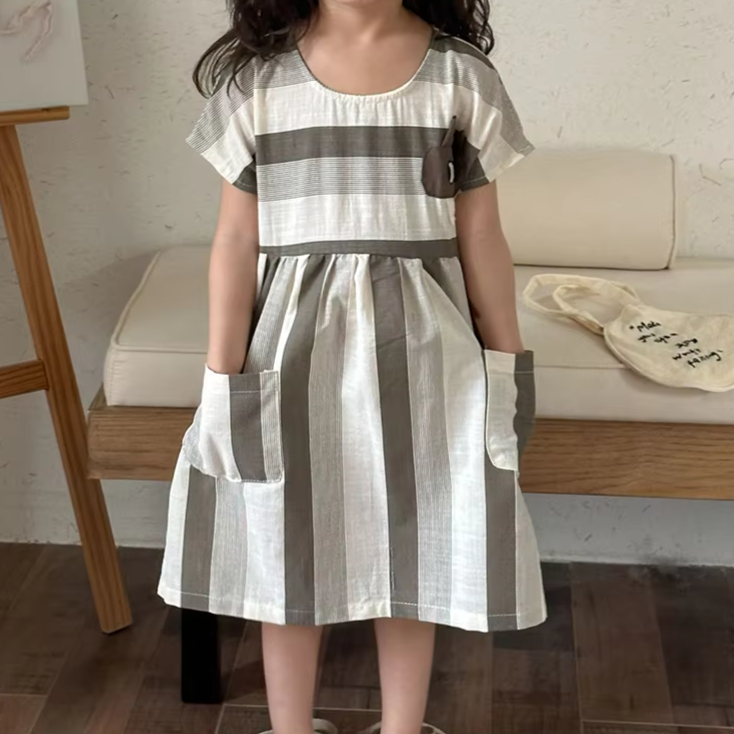 Girls' Striped A-Line Dress