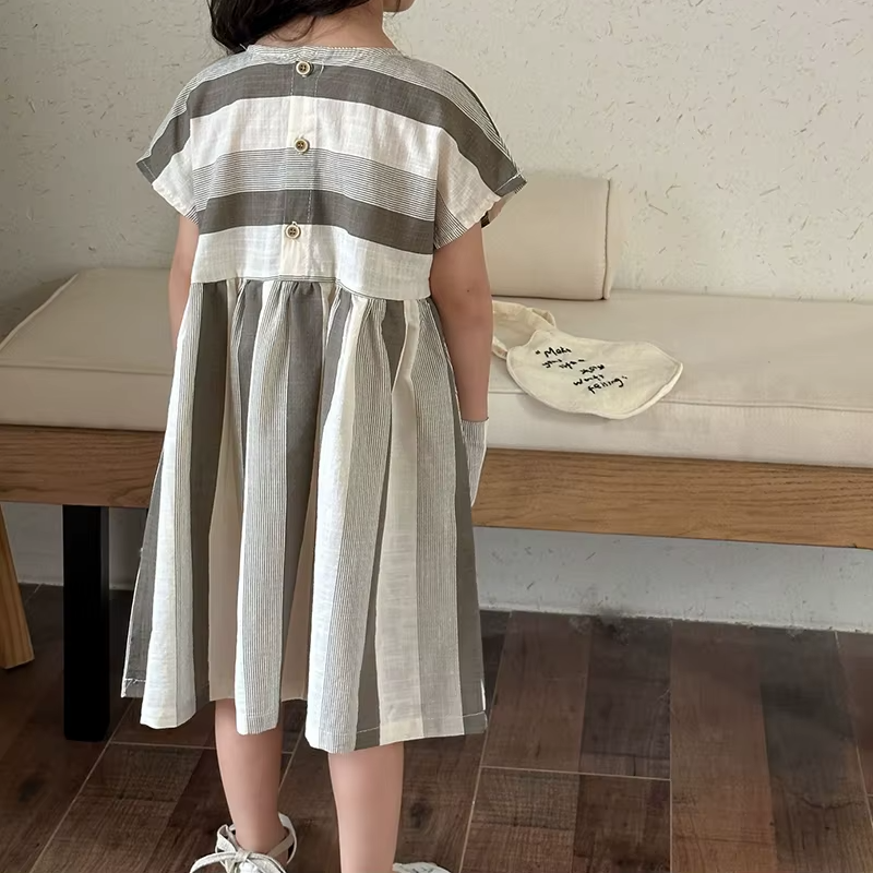 Girls' Striped A-Line Dress
