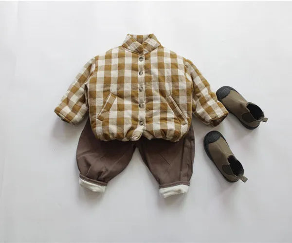 Unisex Kids Plaid Padded Jacket