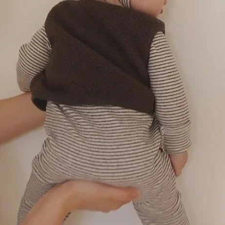 Long Sleeve Striped Cotton Romper