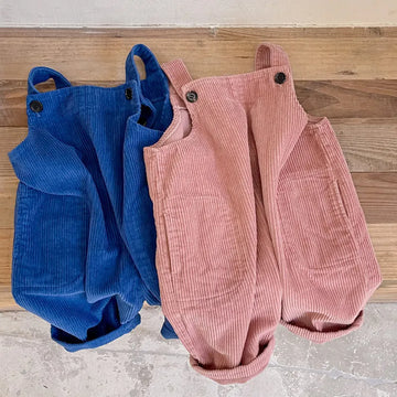 Kids Solid Corduroy Overalls