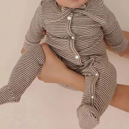 Long Sleeve Striped Cotton Romper