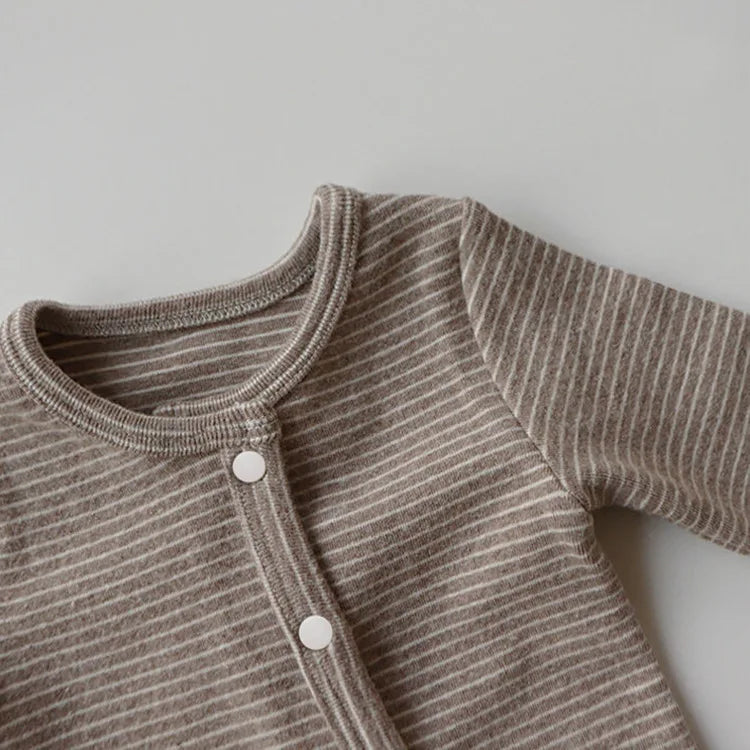 Long Sleeve Striped Cotton Romper