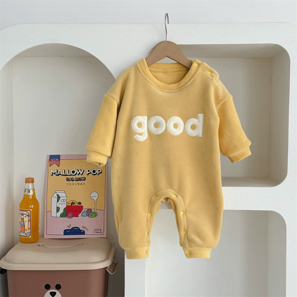 'Good' Long-Sleeved Velvet Romper