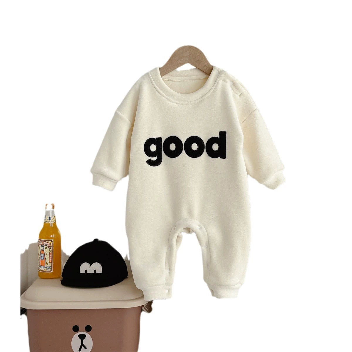 'Good' Long-Sleeved Velvet Romper