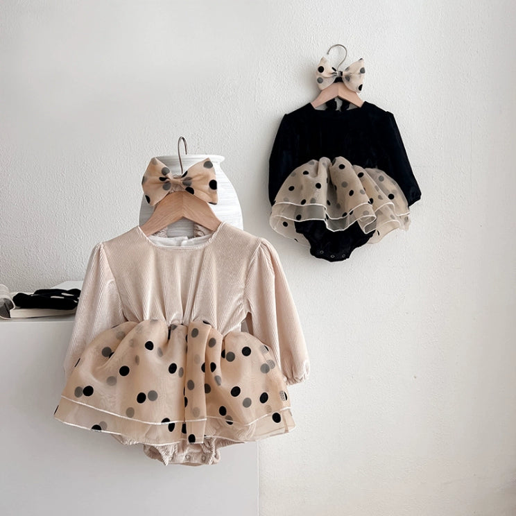 Spring Princess Polka Dot Velvet Mesh Jumpsuit