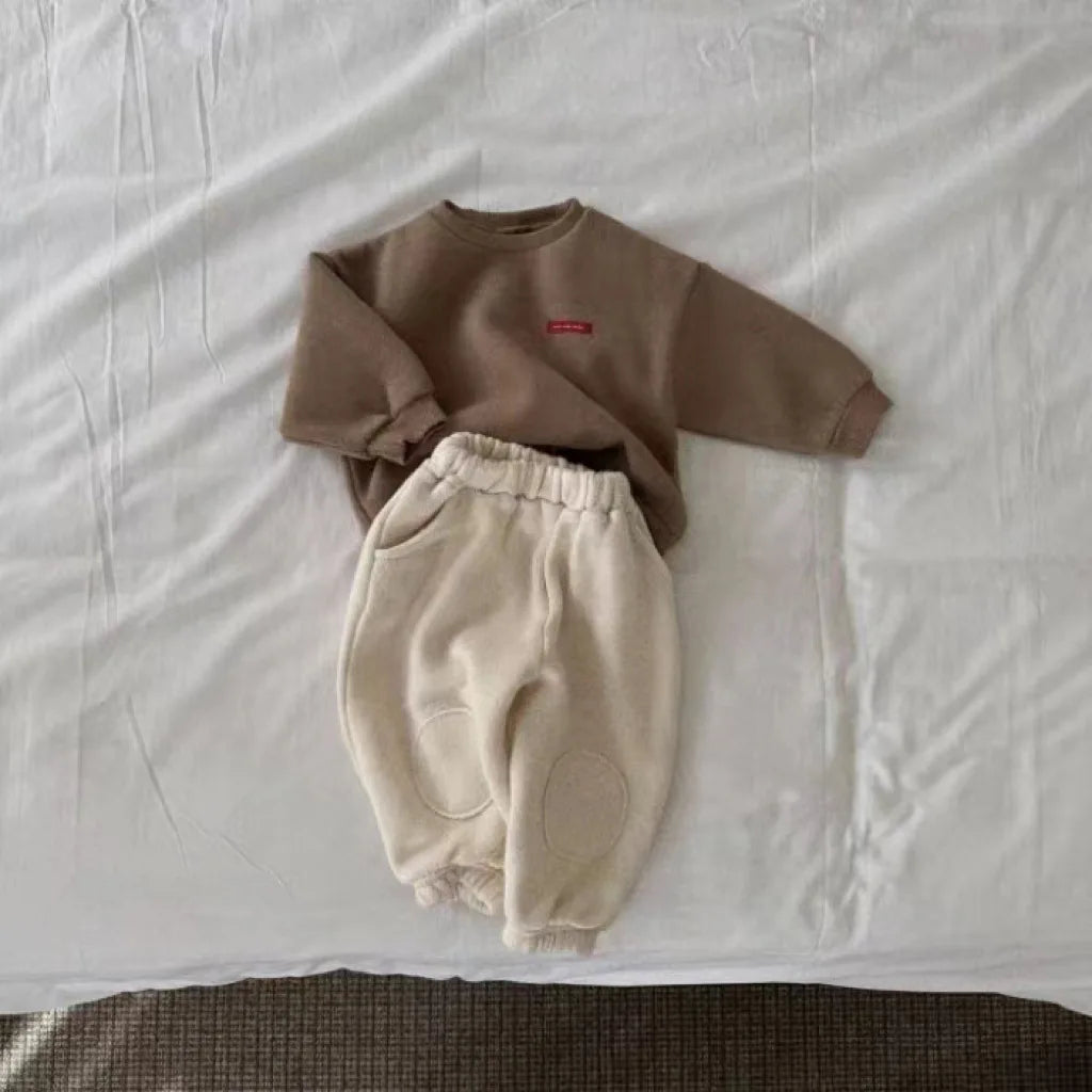 Thick Fleece Solid Jogger Set