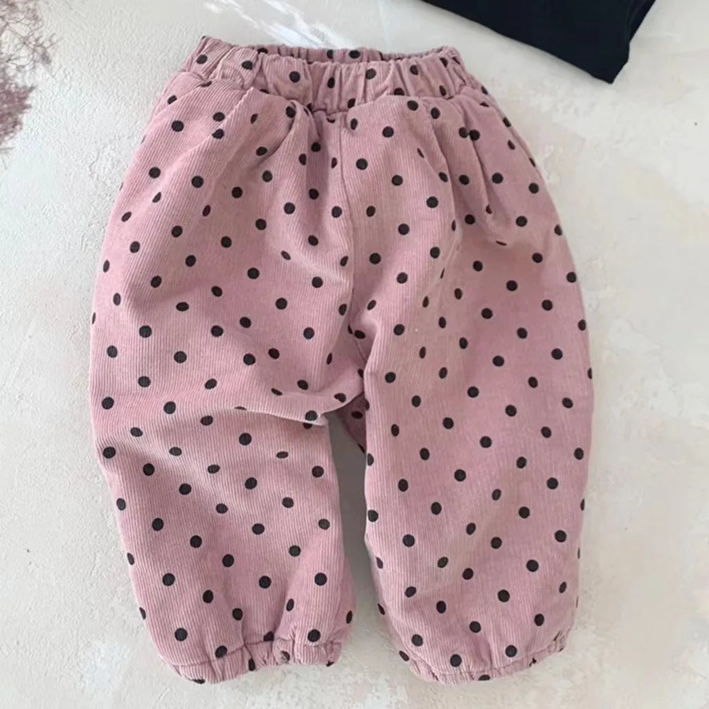 Thick Polka Dot Corduroy Pants