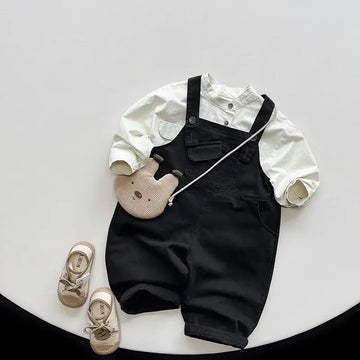 Front Pocket Solid Overalls