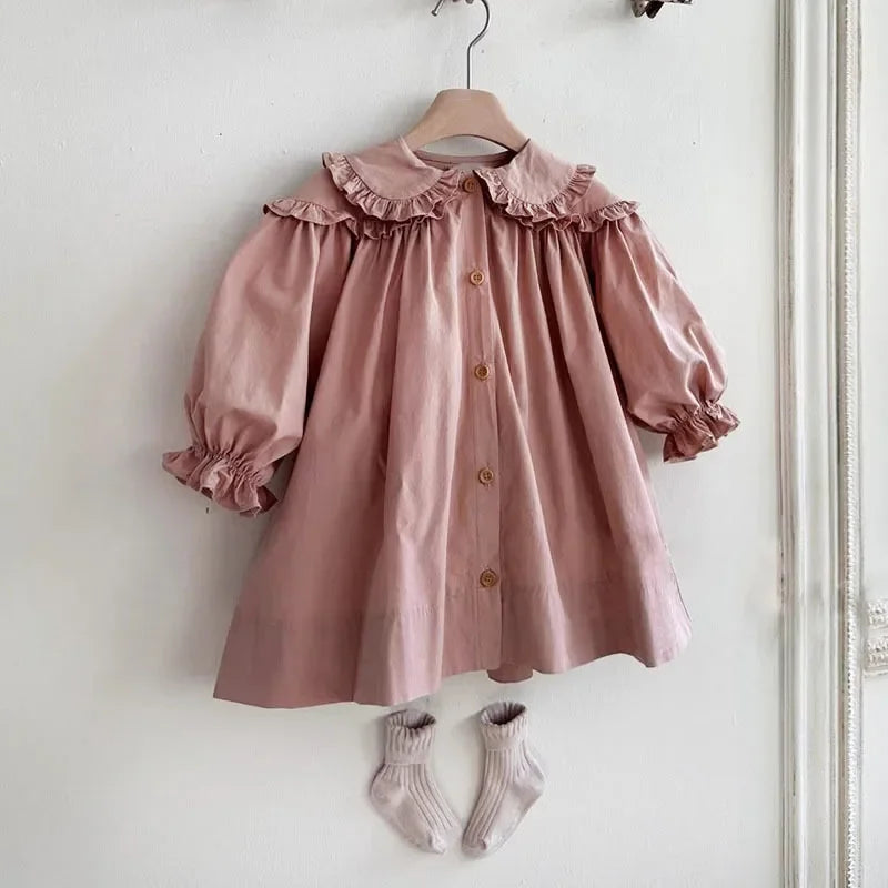 Girls Cotton Puff Sleeve Dress