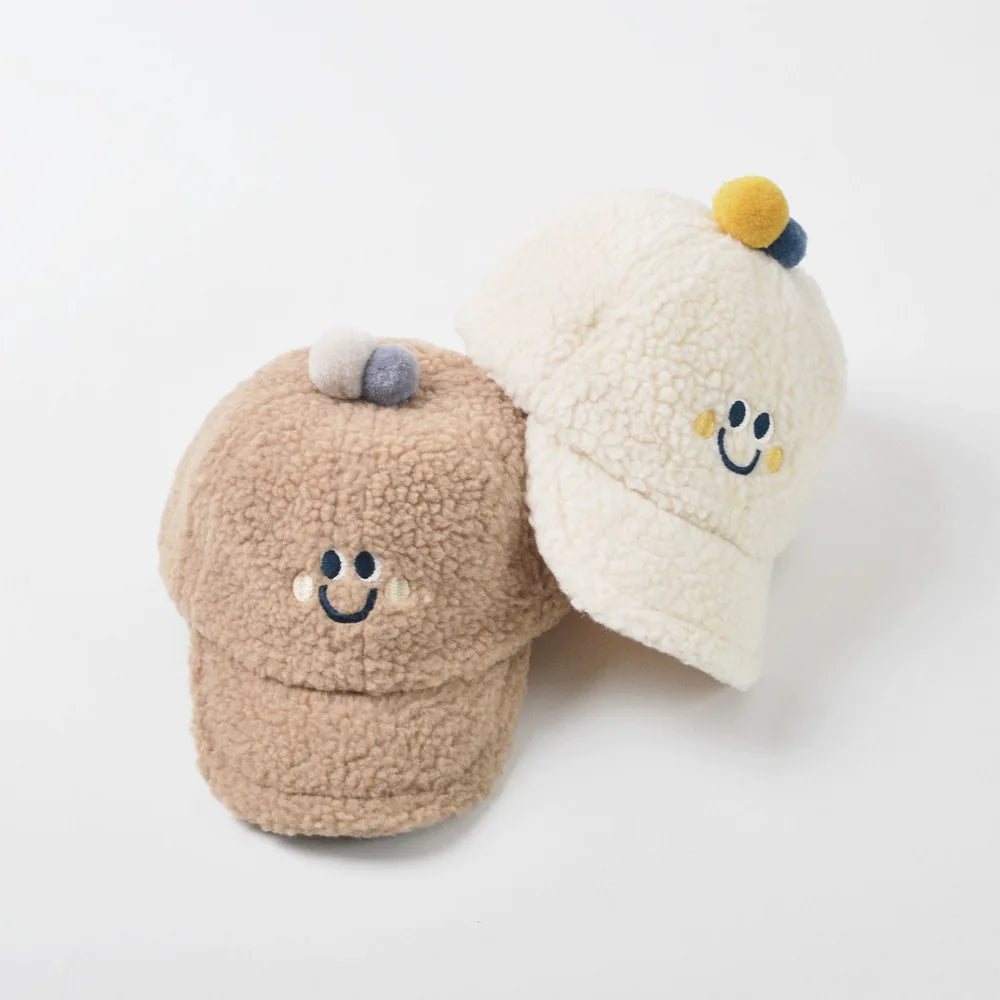 Smiley Face Sherpa Baseball Hat