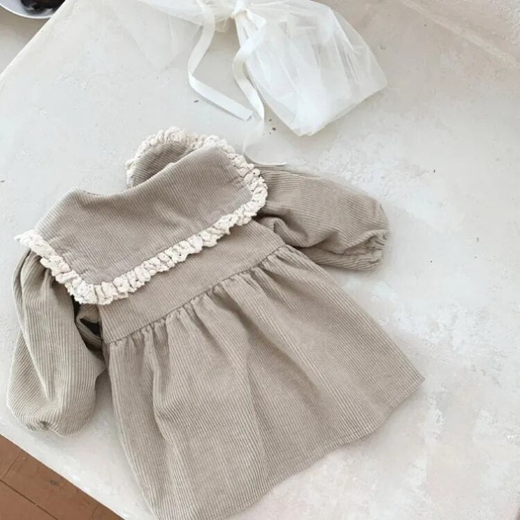 Long-Sleeved Corduroy Casual Dress