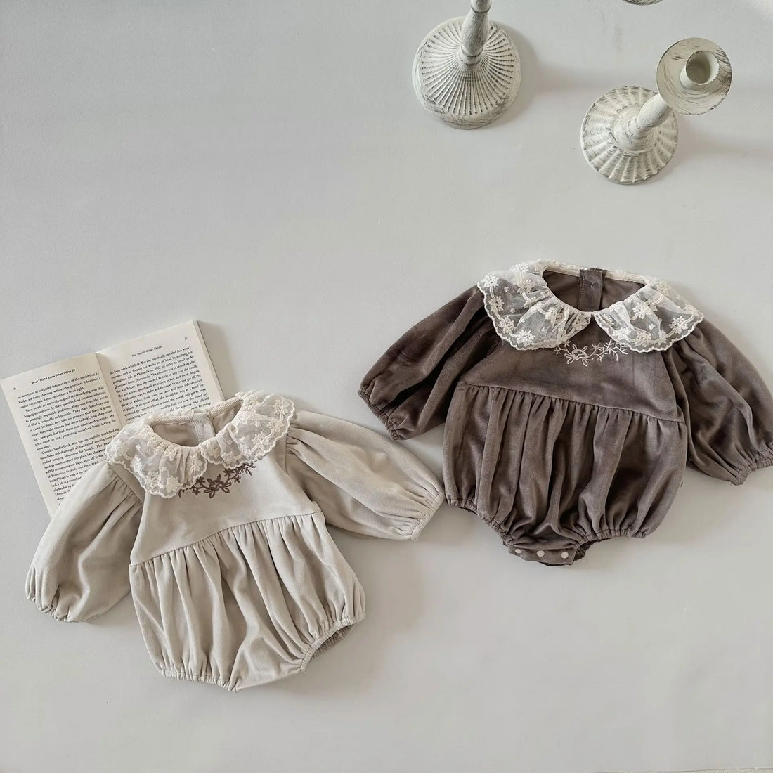 Infant Lace Collar Solid Onesie