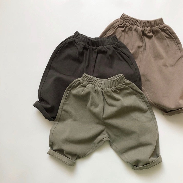 Boys Mid-Waist Cotton Cross-Pants