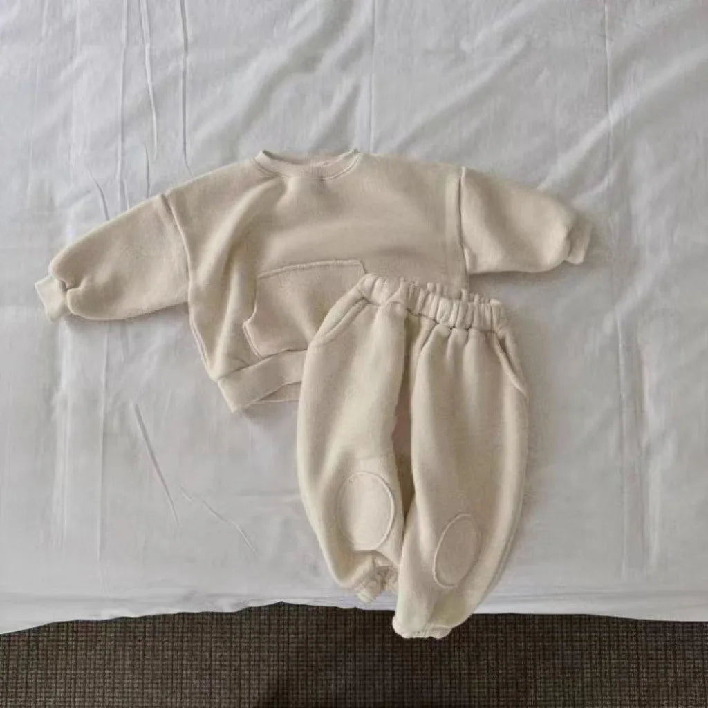 Thick Fleece Solid Jogger Set