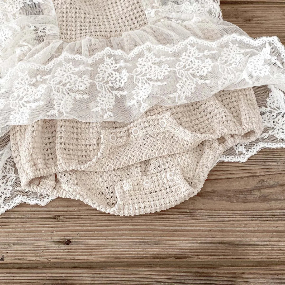 Lace Waffle Girl's Onesie