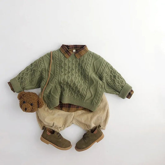 Kids Solid Patterned Sweater