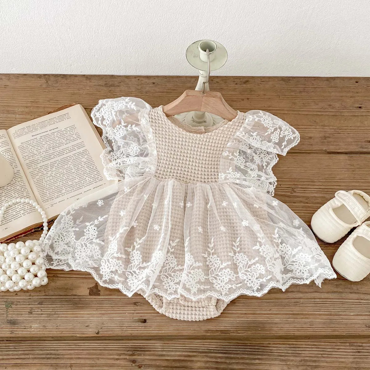 Lace Waffle Girl's Onesie