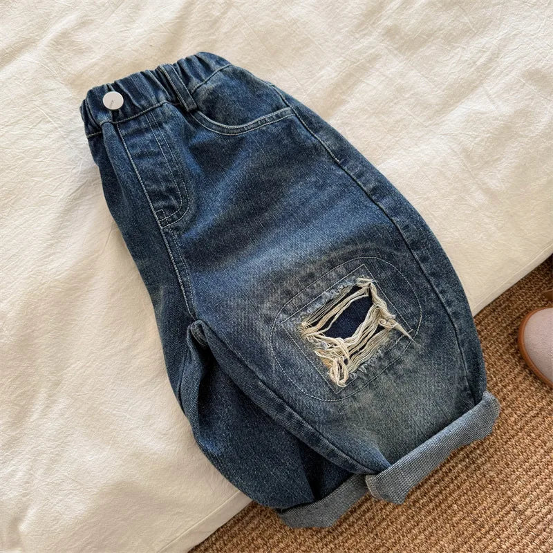 Ripped Patchwork Denim Pants