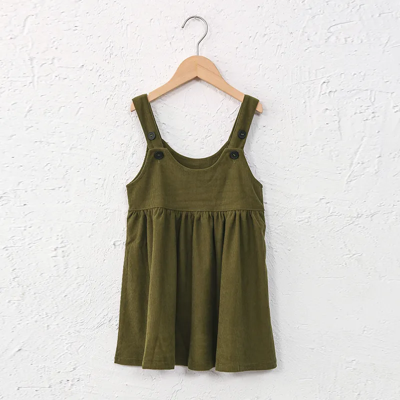 Knee-Length Corduroy Solid Dress