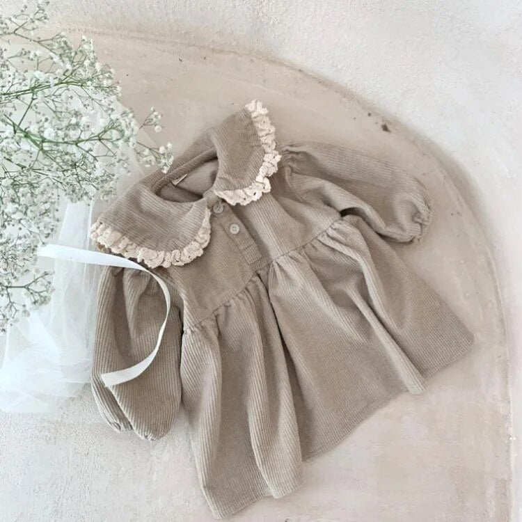 Long-Sleeved Corduroy Casual Dress