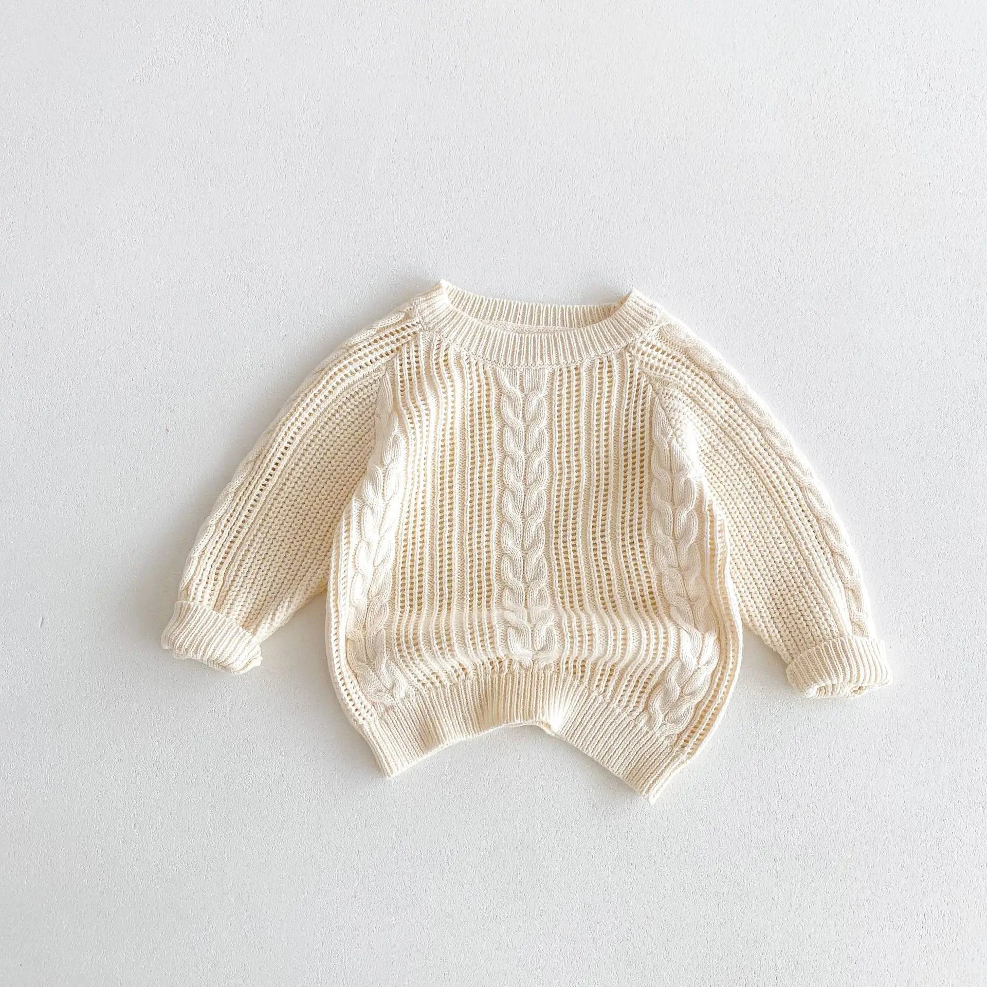 Kids Cable Knit Ivory Sweater