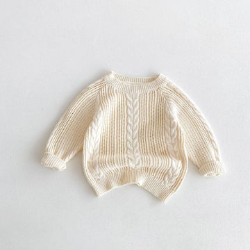 Kids Cable Knit Ivory Sweater