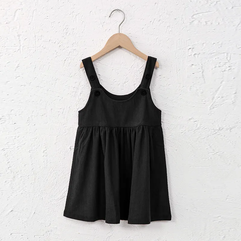 Knee-Length Corduroy Solid Dress