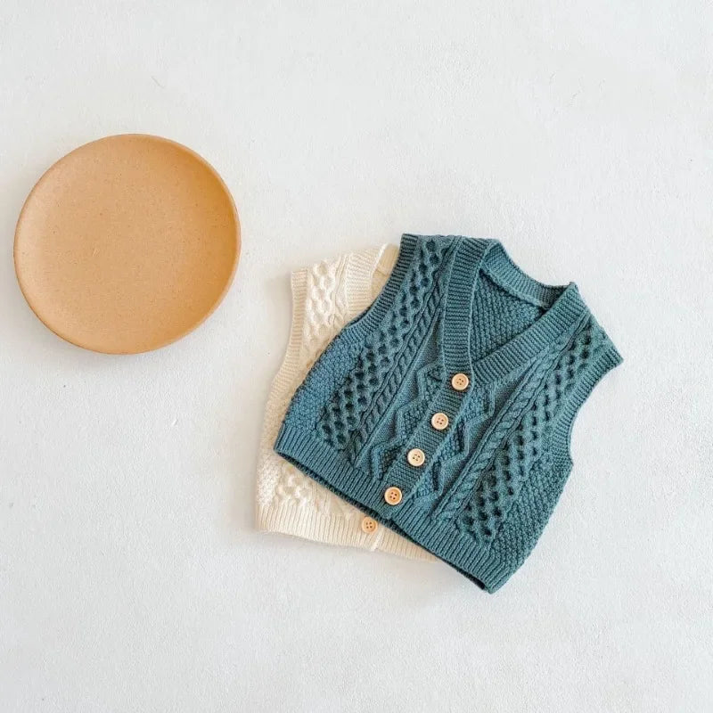 V-Neck Button-Down Knit Vest