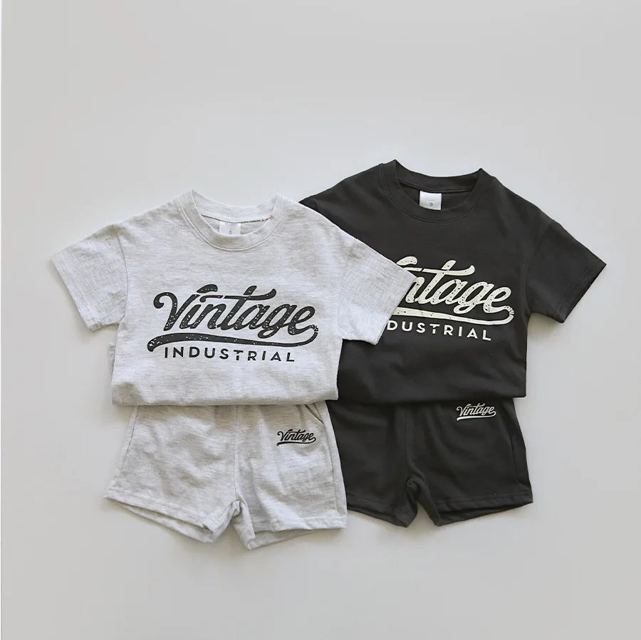 Vintage Unisex Baby T-shirt & Shorts Set