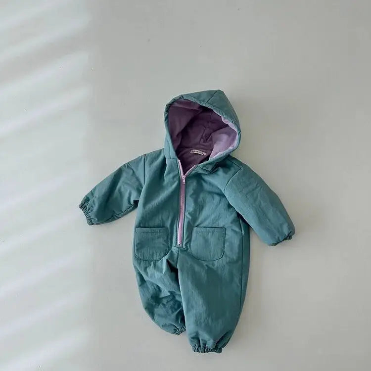 Warm Hooded Fleece Romper